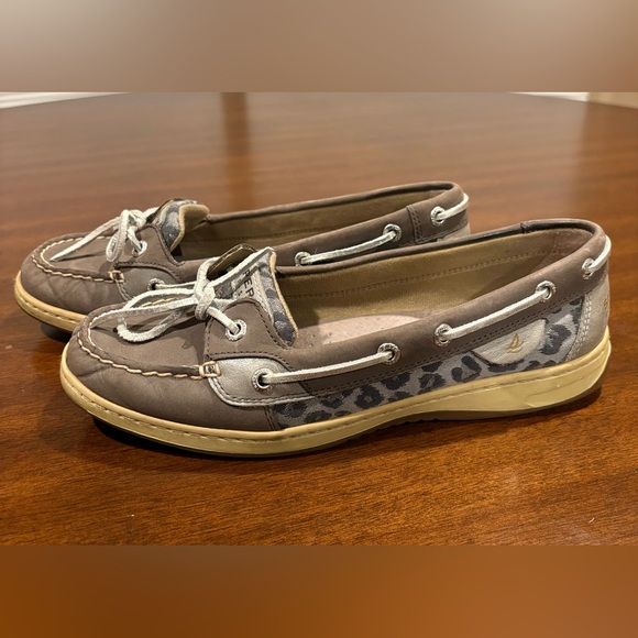 SPERRY Tan Gray Camo Top-Sider Boat Shoes Angelfish Leather Loafers Moccasins - Picture 3 of 9